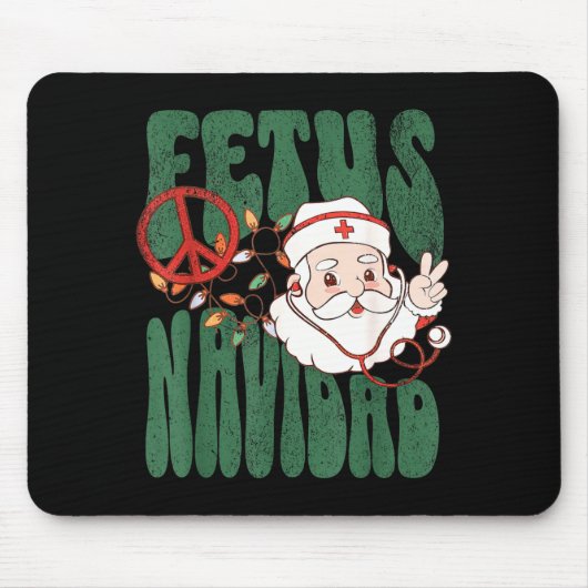 Retro Fetus Navidad Santa Claus Christmas Obgyn Nu Muismat (Voorkant)