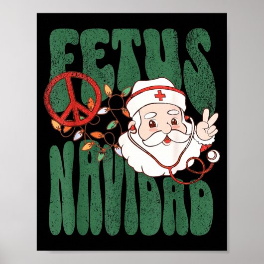 Retro Fetus Navidad Santa Claus Christmas Obgyn Nu Poster (Voorkant)