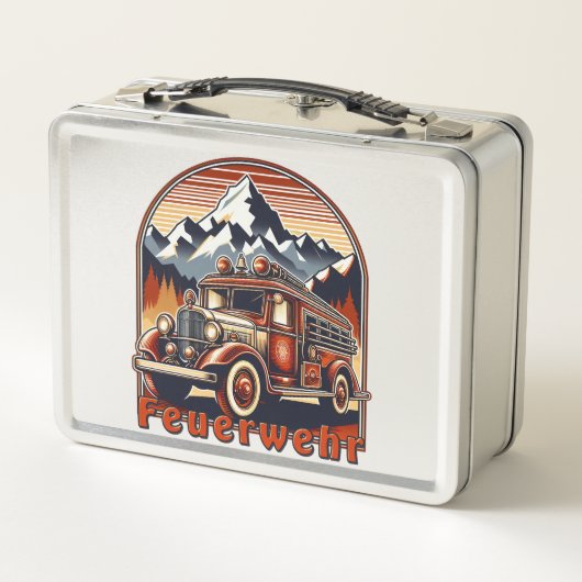 Retro-Feuerwehrauto & Berg (Achterkant)