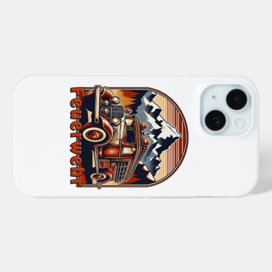 Retro-Feuerwehrauto & Berg Case-Mate iPhone Case (Achterkant (horizontaal))