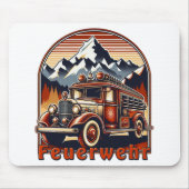 Retro-Feuerwehrauto & Berg Muismat (Voorkant)