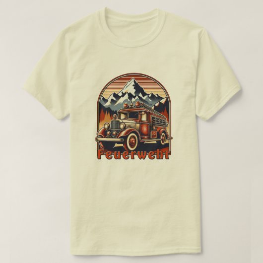 Retro-Feuerwehrauto & Berg T-shirt (Design voorkant)