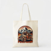 Retro-Feuerwehrauto & Berg Tote Bag (Voorkant)