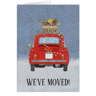 Retro Fiat 500 auto Nieuw adres aankondiging