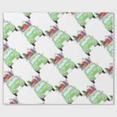 Retro Fiat 500 met kerstcadeaus Cadeaupapier (Vlak)