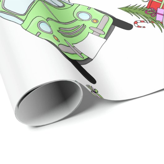 Retro Fiat 500 met kerstcadeaus Cadeaupapier (Rol Hoek)