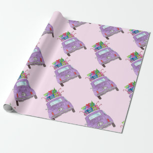 Retro Fiat 500 met kerstcadeaus Cadeaupapier