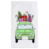Retro Fiat 500 met kerstcadeaus Klein Cadeauzakje (Achterkant)