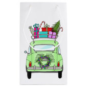 Retro Fiat 500 met kerstcadeaus Klein Cadeauzakje (Achterkant)