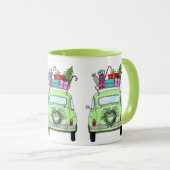 Retro Fiat 500 met kerstcadeaus Mok (Voorkant rechts)