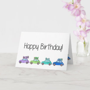 Retro Fiat 500's Birthday Kaart
