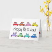 Retro Fiat 500's Birthday Kaart (Gele Bloem)