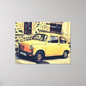 Retro fiat 600 rustiek straatbeeld canvas afdruk (Voorkant)