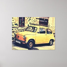 Retro fiat 600 rustiek straatbeeld canvas afdruk