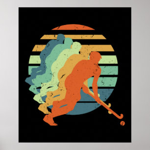 Retro Field Hockey Game Player, Field Hockey Sport Poster