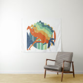 Retro Field Hockey Game Player, Field Hockey Sport Wandkleed (In Situ (horizontaal))