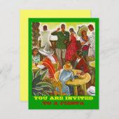 Retro FIESTA Invitation COLORFUL PARTY STARTER Kaart (Voorkant / Achterkant)