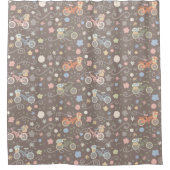 Retro Fiets en Bloemen Douchegordijn (Voorkant)