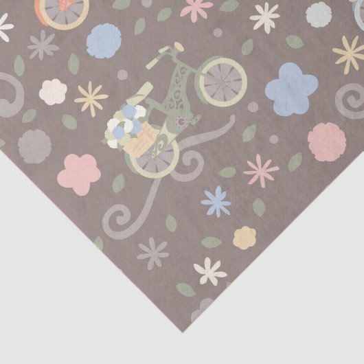Retro-fiets en -bloemen tissuepapier (Detail)
