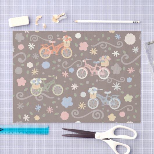 Retro-fiets en -bloemen tissuepapier (Craft)