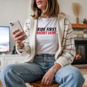 Retro fiets Meisje Ironie rood zwart Tri-Blend Shirt
