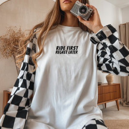 Retro fiets meisje ironie zwart Tri-Blend shirt