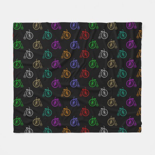 Retro fiets patroon fleece deken (Voorkant (Horizontaal))