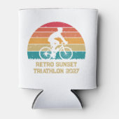 Retro fiets zonsondergang aangepaste triatlon blikjeskoeler (Voorkant)