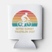 Retro fiets zonsondergang aangepaste triatlon blikjeskoeler (Achterkant)