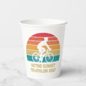 Retro fiets zonsondergang aangepaste triatlon papieren bekers (Achterkant)
