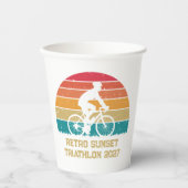 Retro fiets zonsondergang aangepaste triatlon papieren bekers (Voorkant)