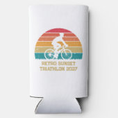 Retro fiets zonsondergang aangepaste triatlon seltzer blikjeskoeler (Achterkant)