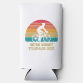 Retro fiets zonsondergang aangepaste triatlon seltzer blikjeskoeler (Voorkant)