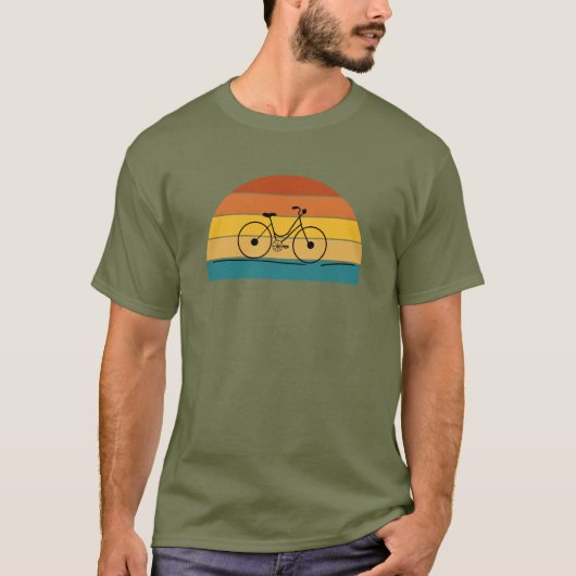 Retro fiets zonsondergang T-Shirt (Voorkant)