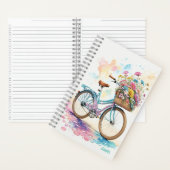 Retro Fietsbloemen Waterverf Kunst Notitieboek (Binnen)