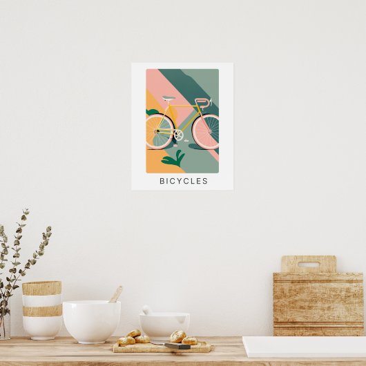 Retro fietsenafdrukken in pastel | Vervoer Poster (Keuken)