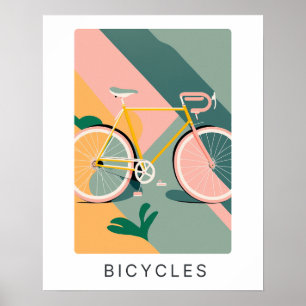 Retro fietsenafdrukken in pastel   Vervoer Poster