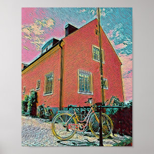 Retro fietskunst poster