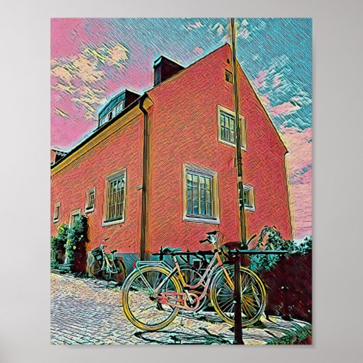 Retro fietskunst poster (Voorkant)
