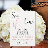  Retro Fietsliefde Roze Rood Save the Date Kaart