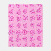 Retro Fietspatroon op Roze Achtergrond  Fleece Deken (Voorkant)