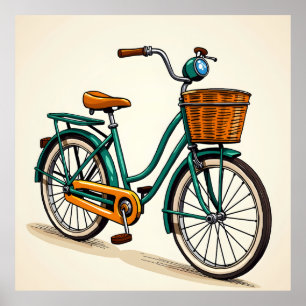 Retro fietstekening poster