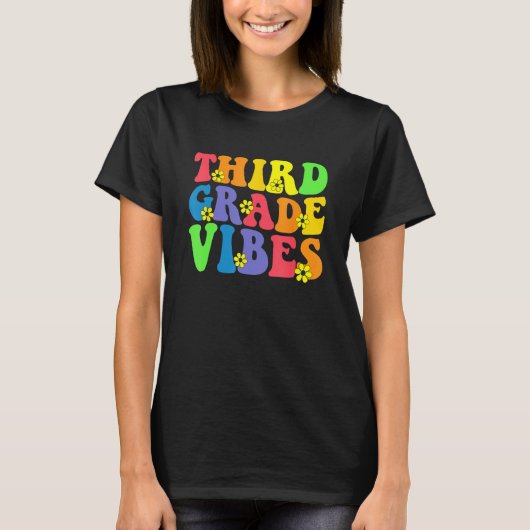 Retro Fifth 3rd grade vibes back to school teacher T-shirt (Voorkant)