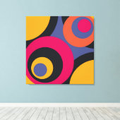 Retro Fifties Abstract Kunstschildpad Canvas Afdruk (Insitu (Houten vloer))
