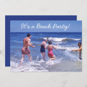 Retro Fifties Blue Beach Waves  zwemkleding Kaart (Voorkant / Achterkant)