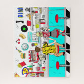 Retro Fifties Diner met paar handen Legpuzzel (Verticaal)