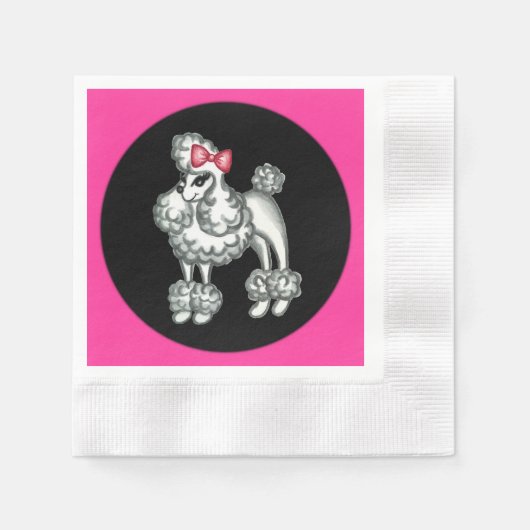 Retro Fifties French Poodle Party Napkins Servet (Voorkant)