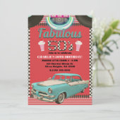 Retro Fifties  Klassieke auto 50's 50-partij Kaart (Staand voorkant)