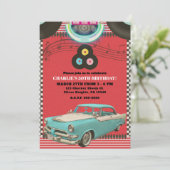 Retro Fifties  Klassieke auto 50's 50-partij Kaart (Staand voorkant)
