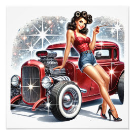 RETRO FIFTIES Pin Up Girl Foto Afdruk